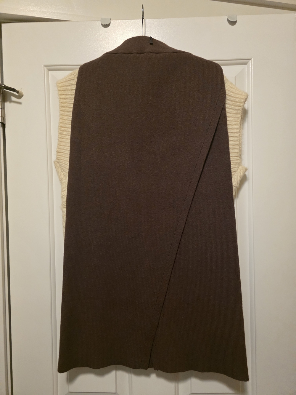 Zara Brown Asymmetrical Layered Knit Dress with Cream Underlay